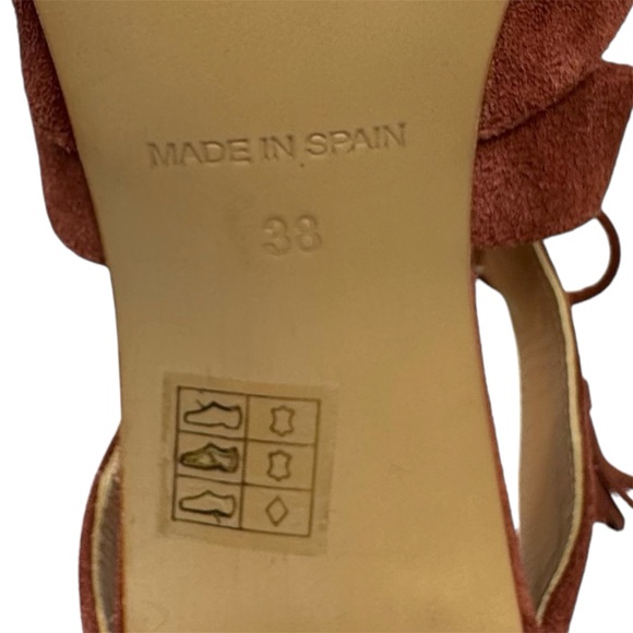 Sundance Catalog “Solana" terracotta suede leather heels w cutouts sz 38/US 7.5 - Picture 12 of 13